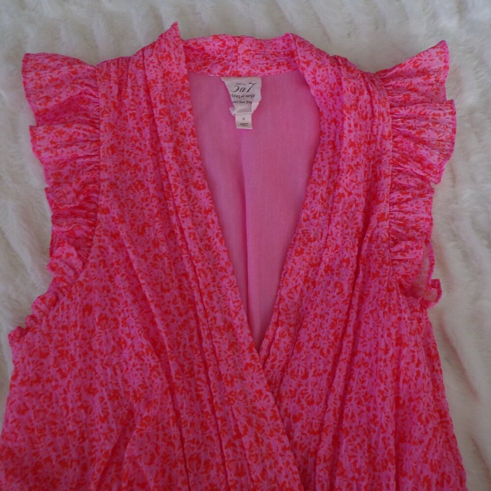 NWT Cinq à Sept A-Line mini Dress Orange  V-Neck feminine 6 - Picture 6 of 9